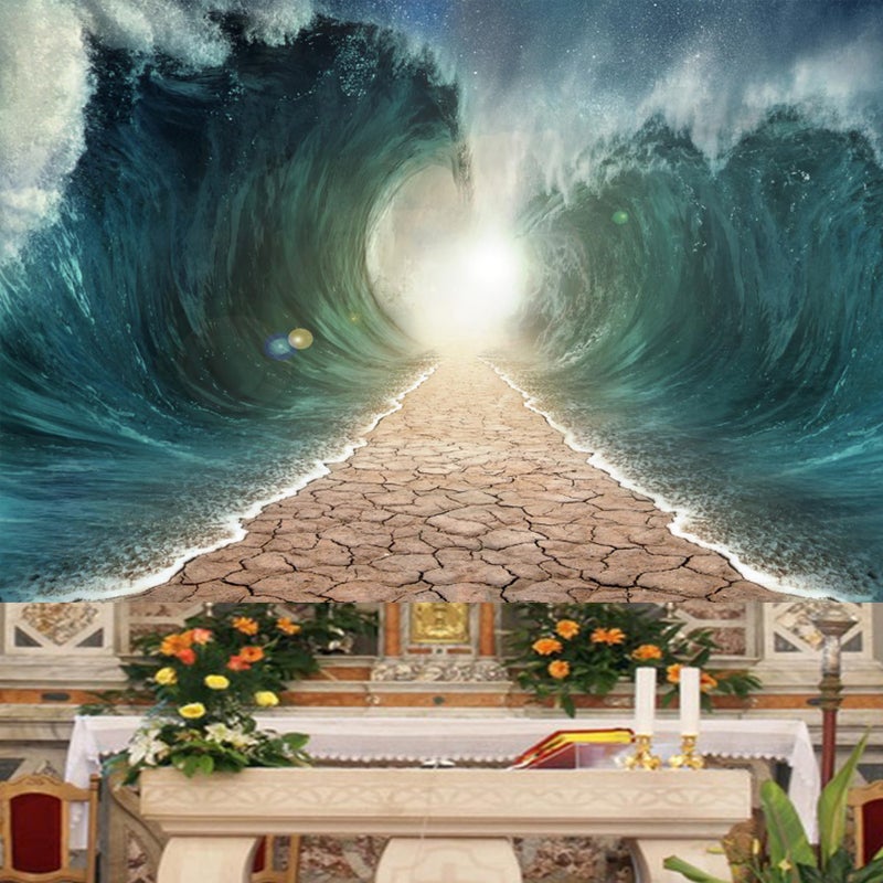 Baocicco 7x5ft Moses Divided Sea Pathway Backdrops Photography Background Judaism Catholic Christian Church Religion Backdrop Holiday Holy Day Religious Belief Easter Polyester Photo Studio Props - Image 4